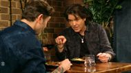 Danny (Michael Damian) ran by Daniel (Michael Graziadei) his plans for with Christine (Lauralee Bell) on The Young and the Restless | Image: CBS
